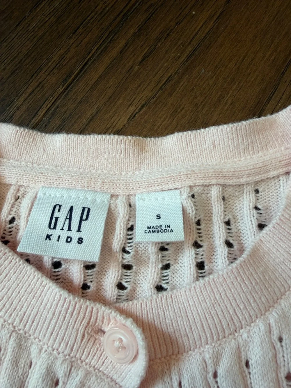 GAP Kids Light Pink Open-Knit Button-Up Cardigan Small 6/7 - C13-025